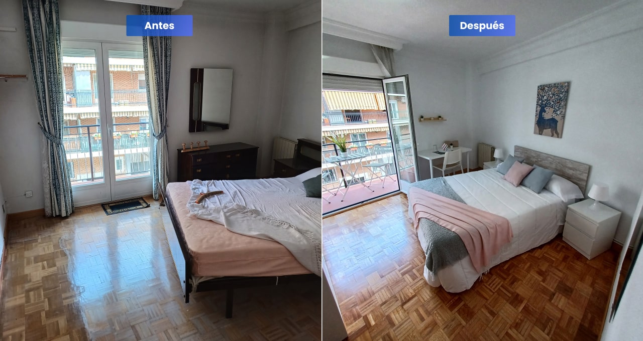 timyrent habitación antes y después